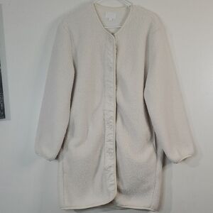 EVERY Long Sherpa Liner Jacket Size Small Ivory Button Down